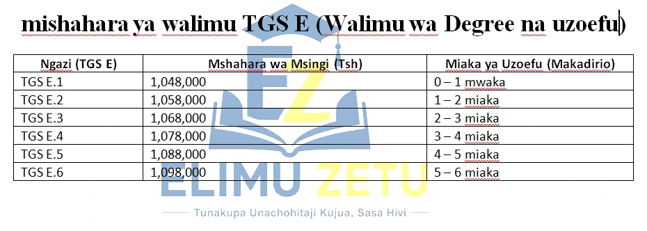 mishahara ya walimu TGS E